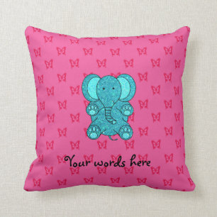 Cojín Decorativo Mariposas del rosa del elefante del purpurina de