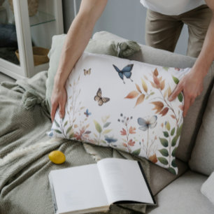 Cojín Decorativo Mariposas Elegantes con Follaje Exuberante