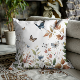 Cojín Decorativo Mariposas Elegantes con Follaje Exuberante