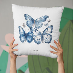 Cojín Decorativo Mariposas en azul de Delft, personalizable