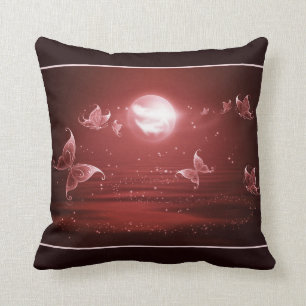 Cojín Decorativo Mariposas en claro de luna carmesí