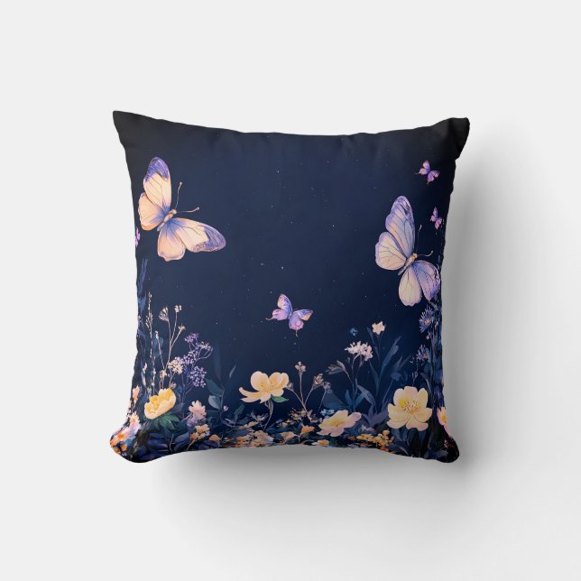 Cojín Decorativo Mariposas en el jardín (Anverso)