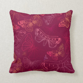 Cojín Decorativo Mariposas en tonos rojos rosados de Borgoña