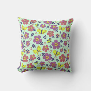 Cojín Decorativo Mariposas Florales Y Hojas Para Un Estilo De Hogar