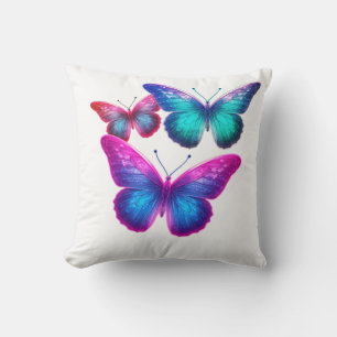 Cojín Decorativo Mariposas flotantes azules rosadas verdes Lindas b