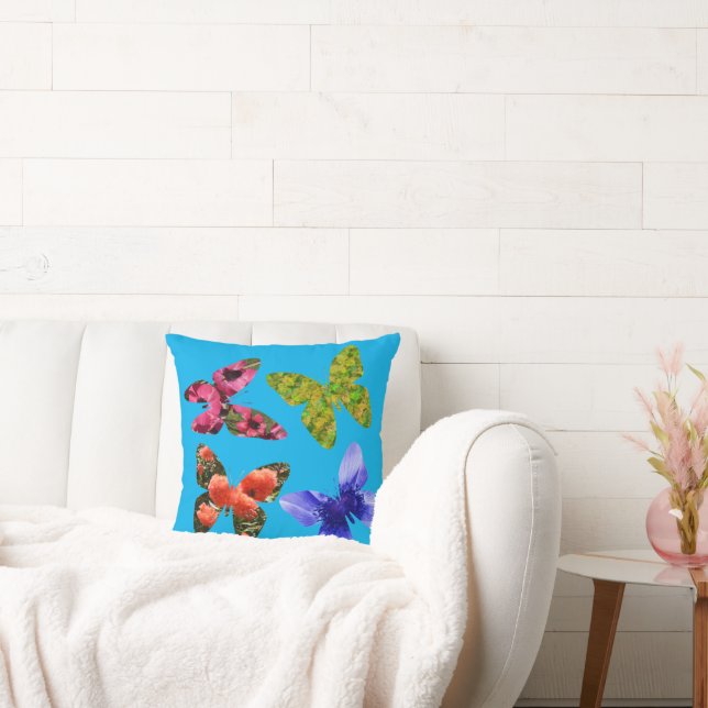 Cojín Decorativo Mariposas Hechas De Flores, Cushion (Sofá)