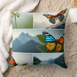 Cojín Decorativo Mariposas, montañas y lagos