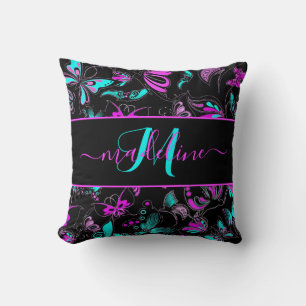 Cojín Decorativo Mariposas moradas y turquesas personalizadas