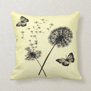 Cojín Decorativo Mariposas negras amarillas Dandelion desea Pillow