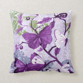 Cojín Decorativo Mariposas púrpura en una rama