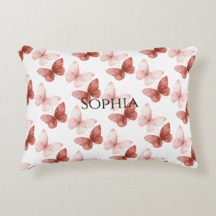 Cojín Decorativo Mariposas Rojas Rosadas con Brillo