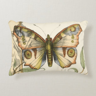 Cojín Decorativo Mariposas tándem sobre hojas verdes