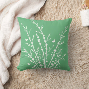 Cojín Decorativo Mariposas Verdes Ramas Botánicas Modernas