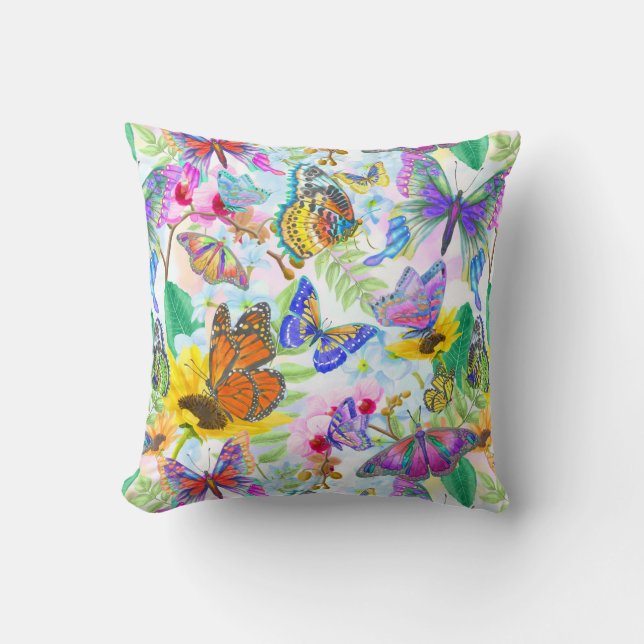 Cojín Decorativo Mariposas y flores (Anverso)