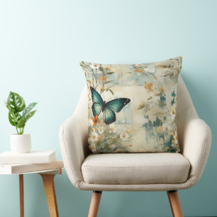 Cojín Decorativo Mariposas y flores de época coloridas (6)