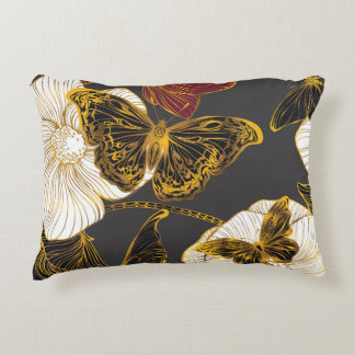 Cojín Decorativo Mariposas y flores: Patrón de Boho de primavera