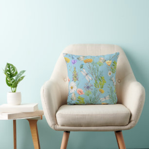 Cojín Decorativo Mariposas y libélulas en flores silvestres