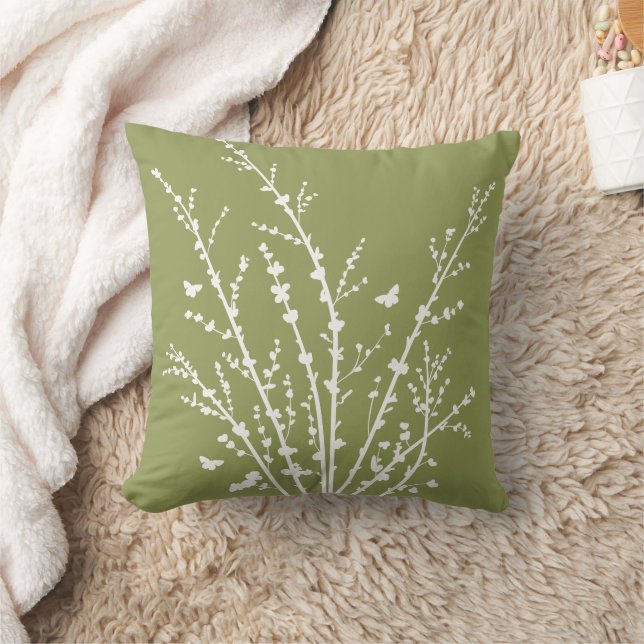 Cojín Decorativo Mariposas y ramas Mínimas de Kiwi (Manta)
