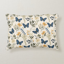 Cojín Decorativo Mariposas y vegetación azul de algodón