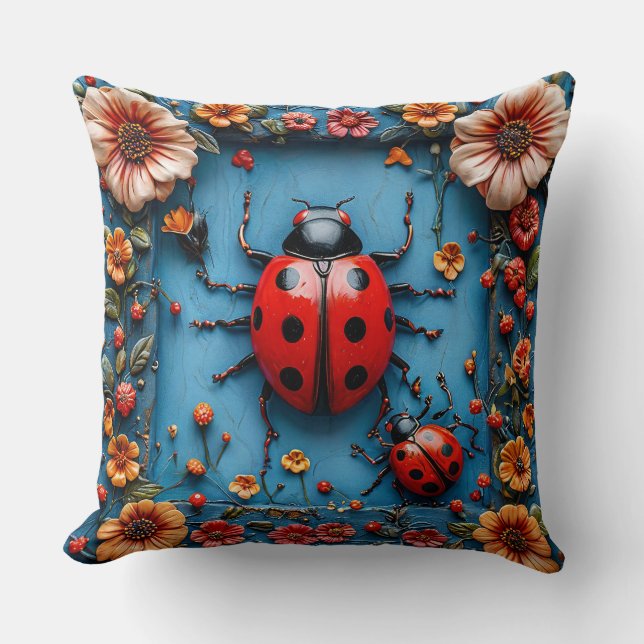 Cojín Decorativo Mariquita 3d colorida (Anverso)