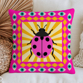 Cojín Decorativo Mariquita con Ojos Malvados Funky Dopamina sobre R