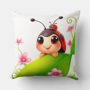 Cojín Decorativo Mariquita de dibujos animados adorable