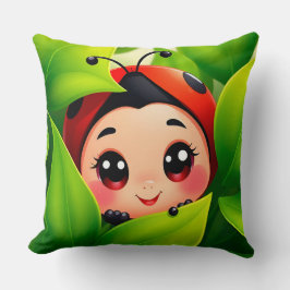 Cojín Decorativo Mariquita de dibujos animados adorable