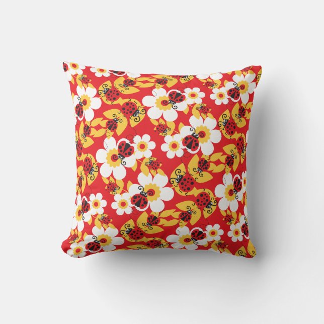 Cojín Decorativo Mariquitas/almohada de las mariquitas amarillo (Anverso)