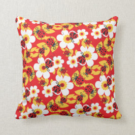 Cojín Decorativo Mariquitas/almohada de las mariquitas amarillo