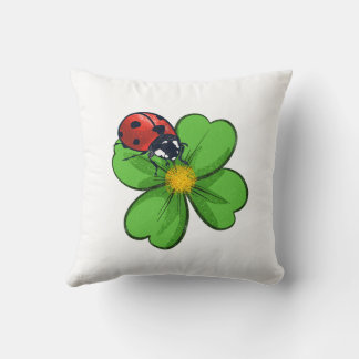 Cojín Decorativo Mariquitas y Hojas Verdes Ilustración de la Natura