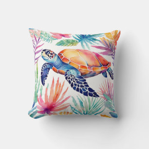 Cojín Decorativo Marisma tropical tropical de la costa colorida