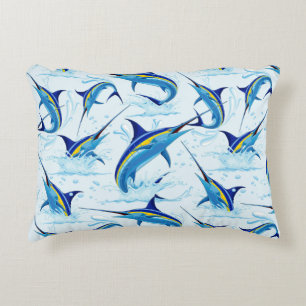 Cojín Decorativo Marlín Azul Saltando del Océano