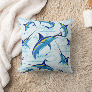 Cojín Decorativo Marlín Azul Saltando fuera del Océano