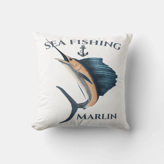 Cojín Decorativo Marlín de pesca marítima profunda (Anverso)