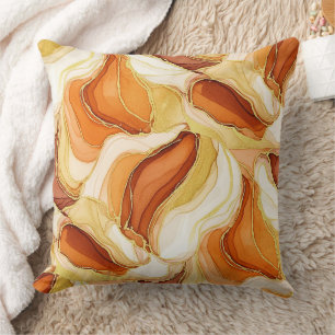 Cojín Decorativo Mármol Abstracto Fluido Piedra Taupe Dorada