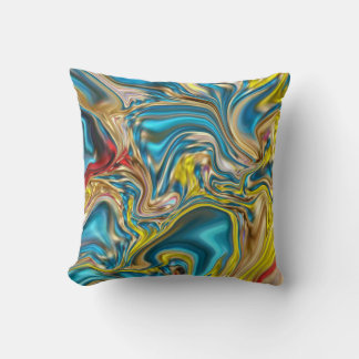 Cojín Decorativo mármol abstracto giratorio amarillo azul turquesa 