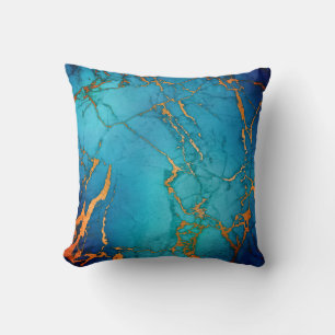 COJÍN DECORATIVO MÁRMOL ABSTRACTO OCEAN BLUE GOLD PILLOW