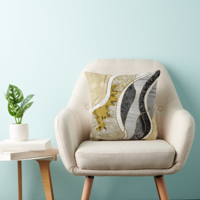 Cojín Decorativo Mármol Ágata Oro Glam 7 (Silla)