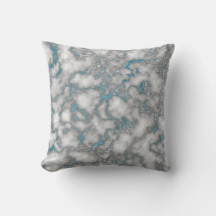 Cojín Decorativo Mármol Azul Blanco Elegante