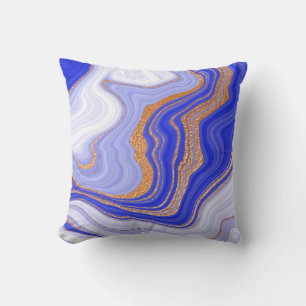 Cojín Decorativo Mármol azul con textura dorada