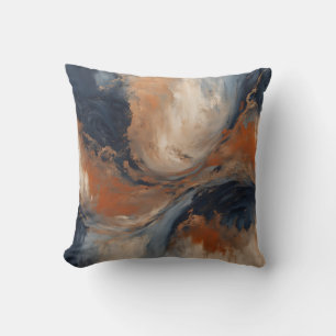 Cojín Decorativo Mármol Azul Marino Naranja Azul Claro Remolino