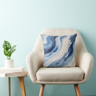 Cojín Decorativo Mármol Azul Profundo