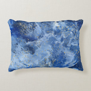 Cojín Decorativo Mármol azul y textura dorada