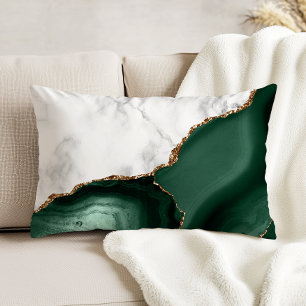 Cojín Decorativo Mármol Blanco Agata Verde Esmeralda Dorado