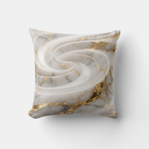 Cojín Decorativo Mármol Blanco con Patrón de Remolino Dorado