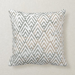 Cojín Decorativo Mármol blanco de geometría gris marfil de marfil d