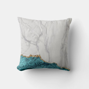Cojín Decorativo Mármol Blanco Dorado Ágata Negra