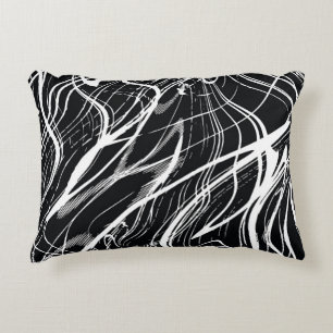 Cojín Decorativo Mármol blanco negro: cosecha abstracta