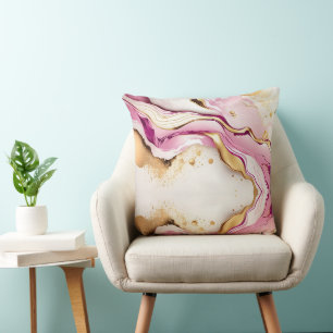 Cojín Decorativo Mármol Blanco Oro Rosa Bonito