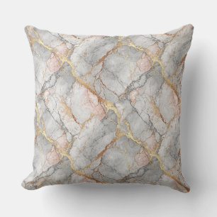 Cojín Decorativo Mármol Blanco Real Piedra & Patrón de Veta de Oro